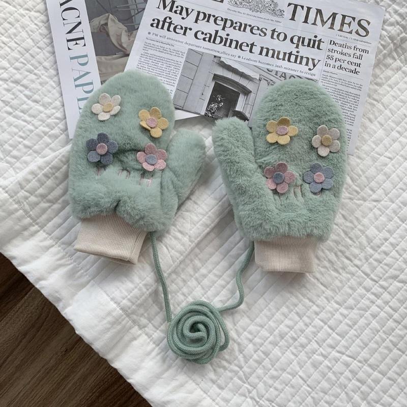 Осенне-зимние женские перчатки, модные милые плюшевые перчатки с героями мультфильмов, утепленные перчатки на все пальцы, морозостойкие, теплые, велосипедные, одноцветные, ST2201