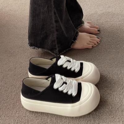 Холщовые женские туфли два способа носки, ленивые туфли-однопедальки, повседневные маленькие белые туфли, детские туфли-булочки с большой головой