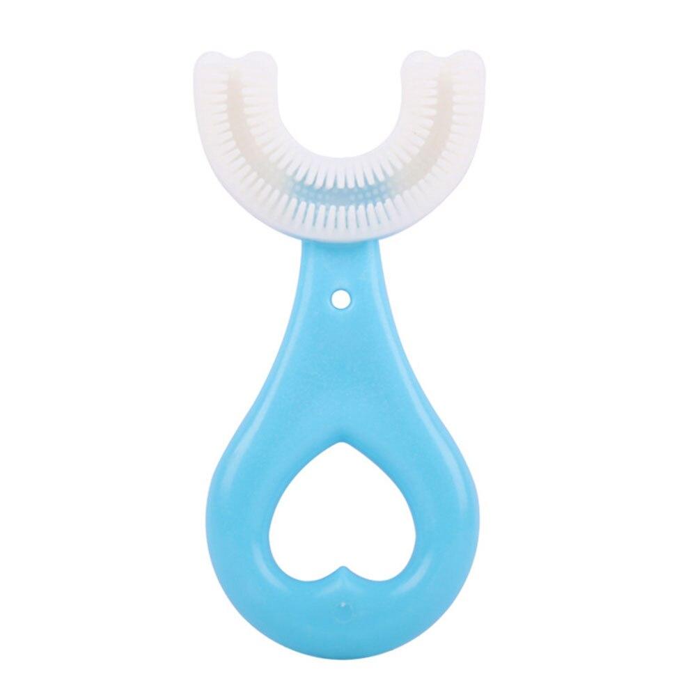U Shape Kids Toothbrush with Handle Silicone Oral Care Cleaning Brush for Children