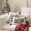 Cross-Border Christmas Tree Embroidered Canvas Pillowcases with Tassels for Sofa Decoration