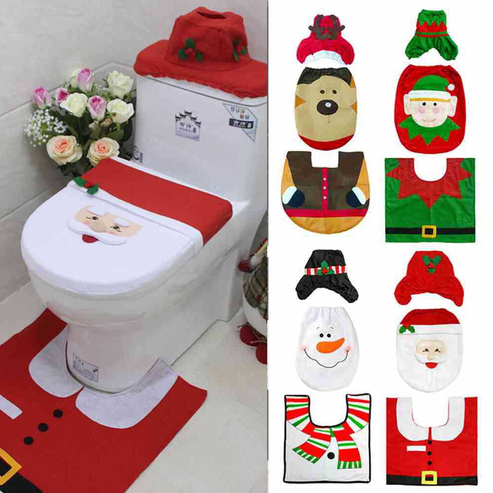 Christmas Bathroom Accessories Xmas Decor Christmas Supplies Toilet Decoration Toilet Seat Cover