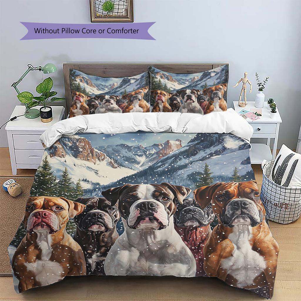Boxer Pattern Bedding Home Decoration Birthday Gift (1 * duvet cover + 2 * pillowcase, without core)