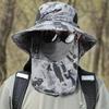 Мужская шляпа рыбака со съемным передним чехлом, большими полями, ажурной сеткой, камуфляжным принтом, защитой от ультрафиолета, превосходным воздухопроницанием