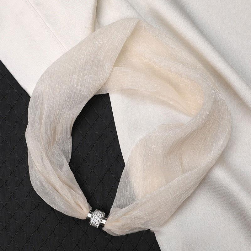 1 шт. Магнитная застежка Текстура Однотонный Универсальный шарф Модные тканевые аксессуары Тонкая версия Шифоновая пряжа