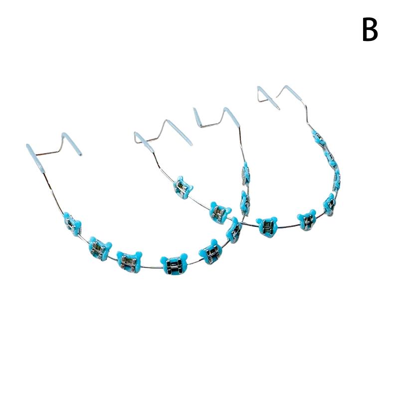 1 пара мультяшных накладных брекетов, разноцветные брекеты для зубов, временные металлические дуги, металлический брекет, ортодонтические лигатурные резинки, стоматологический инструмент