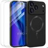 Protective Case - E.F.Connection - for iPhone 17 Pro - TPU Magnetic Circle Black - 2 Tempered Glass