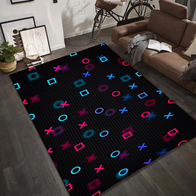Неоновый ковер с геометрическим узором - Красочный коврик с треугольниками, кругами и квадратами для гостиной, домашнее украшение, украшение гостиной