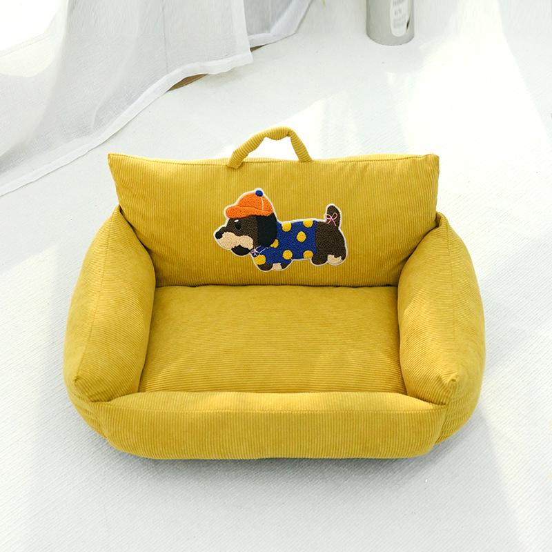 Autumn Winter Striped Pet Sofa Nest: Portable Macaron-Style for Small & Medium Dogs and Cats