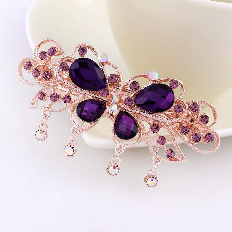 Korean Style Rhinestone Bow Tassel Hairpin for Women