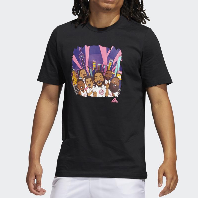 Adidas Мужская баскетбольная футболка с коротким рукавом Shanghai, черная GL4427