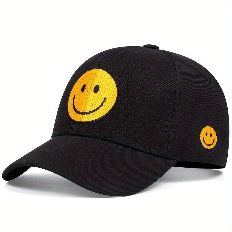 Unisex Yellow Smiling Face Embroidery Adjustable Baseball Cap Outdoor Leisure Travel Hat Men Adn Women Designer Hats Trucker Hat Golf Caps