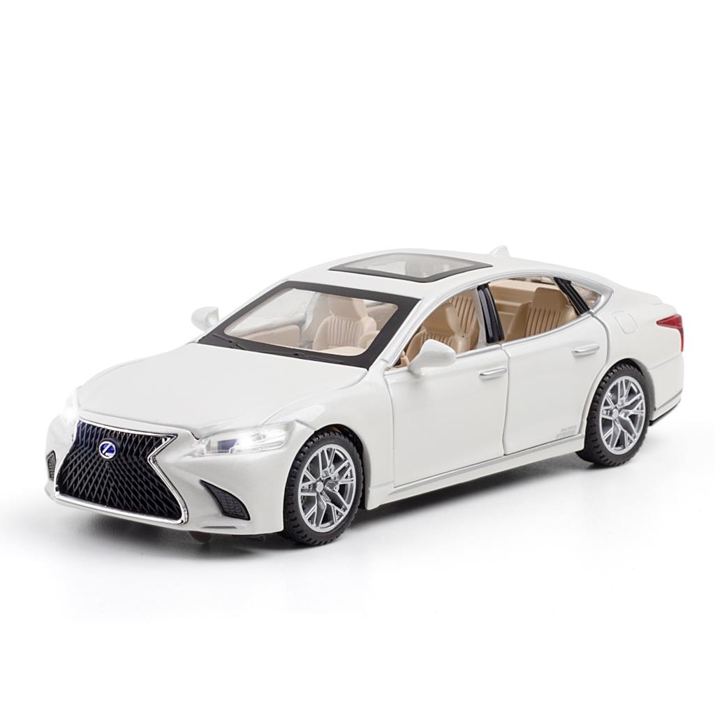 1/32 Lexus LS500H Игрушечная машинка для детей, литая под давлением, миниатюрная модель, открывающиеся двери, звук и свет, коллекция, подарок для мальчика