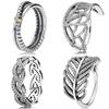 New 925 Sterling Silver Ring Light As A Feather Eternity Braided Love Twin Butterfly Ring With Crystal For Women Jewelry