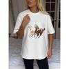 New Fashion T-shirt Fashion New Fashion Casual Loose Round Neck Print Letter Cotton T-shirt Top