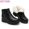 Мода GKTINOO Мода Зимние Женские Ботильоны из Натуральной Кожи Женские Толстые Плюшевые Теплые Снежные Ботинки Мама Водонепроницаемые Нескользящие Ботильоны