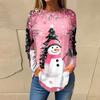 Футболки для женщин, осенние повседневные рубашки с длинным рукавом, толстовки с винтажным графическим принтом, топы, пуловеры, рождественские