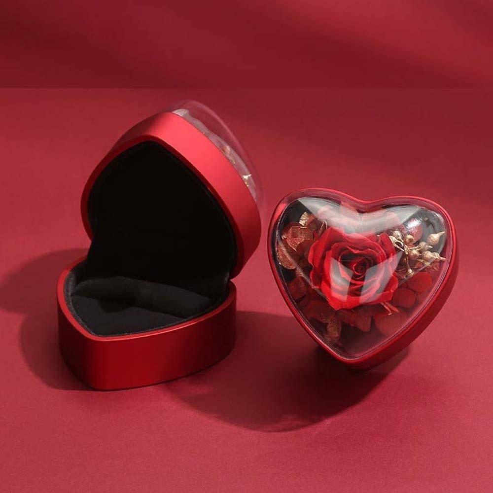 Rose Ring Display Case Acrylic Jewelry Organizer Portable Heart Ring Box  Spouse