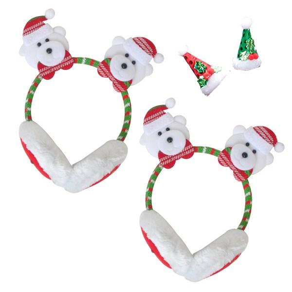 Party Show Luxury Christmas Headband Earmuffs 2 Pieces + Santa Cone Hairpin 2-piece Set, Headband Earmuffs (teddy Bear..., 1 Set)