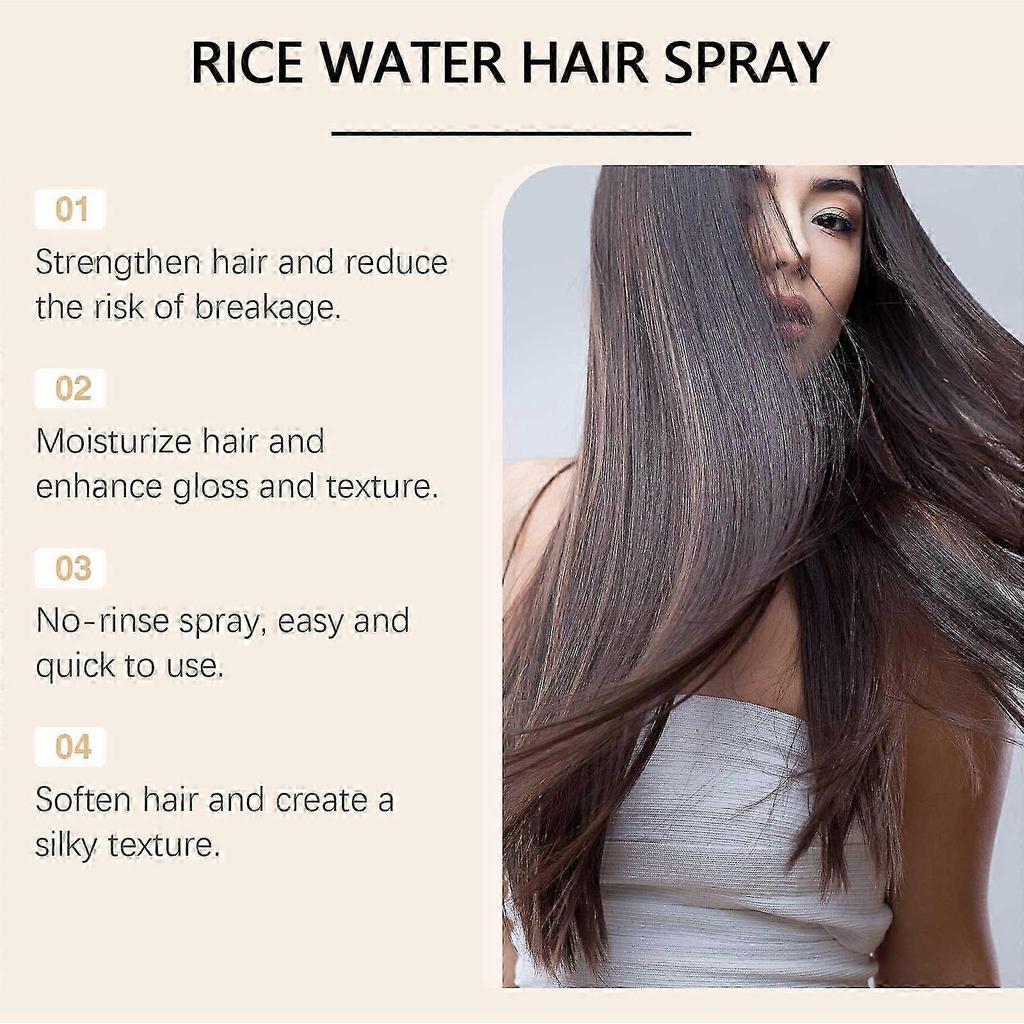 Rice Water for Hair Growth, Rice Water Spray with Rosemary & Vitamin E, Nourishing Rice Water Hair Spray Strengthen & Thick Hair, Reduce Breakage