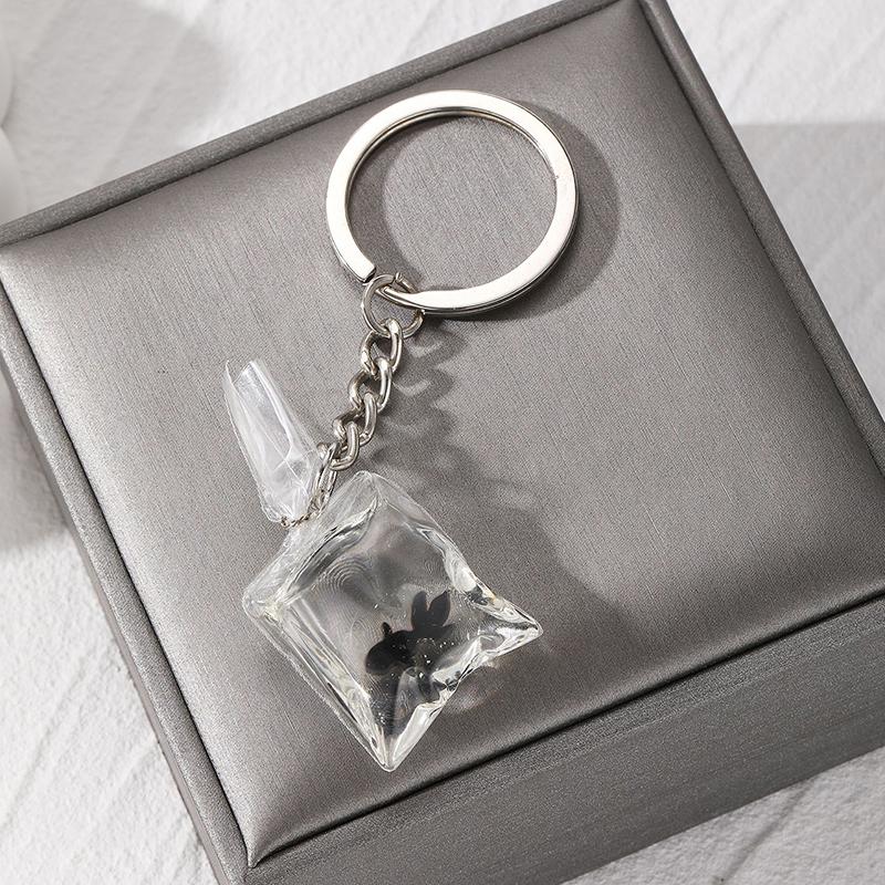 Брелок для ключей в виде сумки с золотыми рыбками, креативная сумка с изображением морских животных, коробка для ключей от машины, ювелирные изделия