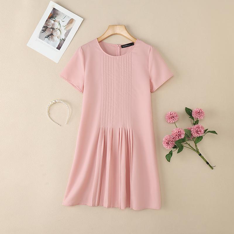 ZANZEA Women Summer Casual Round Neck Short Sleeve Dress