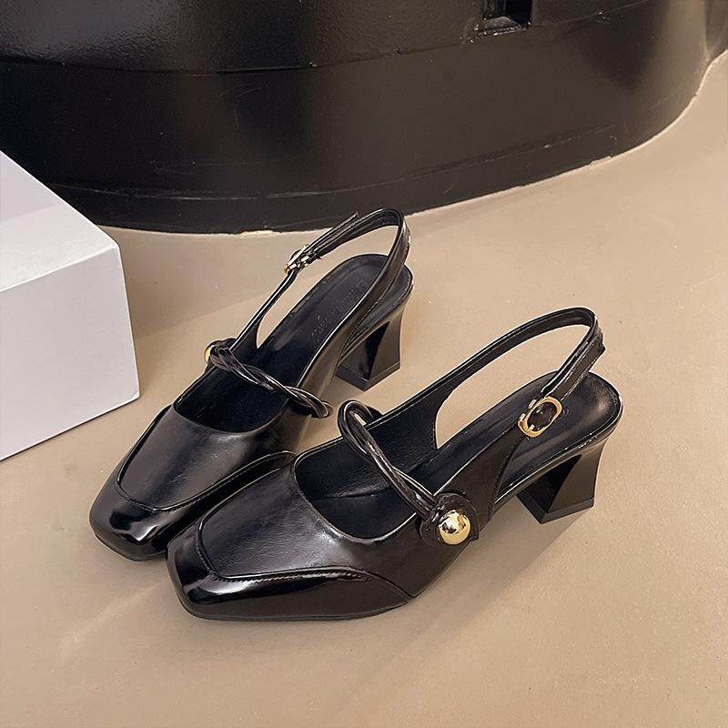 Туфли-лодочки с квадратным носком и неглубоким вырезом, с пустым верхом, на толстом каблуке, женские летние новые ретро, на среднем и высоком каблуке, Мэри Джейн