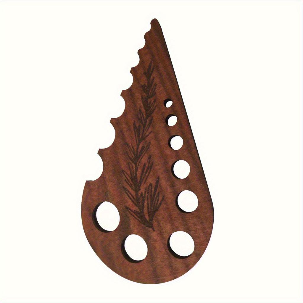 1/2pcs Kitchen Herb Peeler and Stem Remover- Strong Drainage Hole Design, Elegant Black Brown Wooden Appearance 2D Flat
