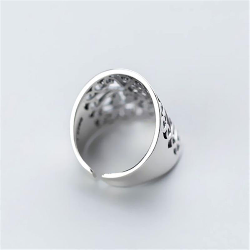 Винтажные открытые кольца с большой широкой поверхностью и полыми цветами, серебряные резные кольца Facotry Mama, женское женское кольцо