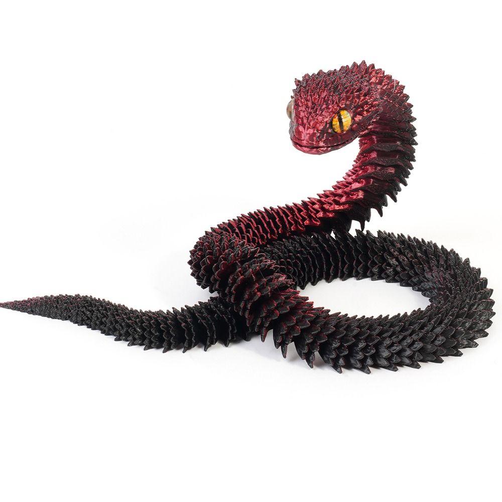 Realistic 3D Printed Snake Toy Multicolor Animal Simulation Model Car Decoration
