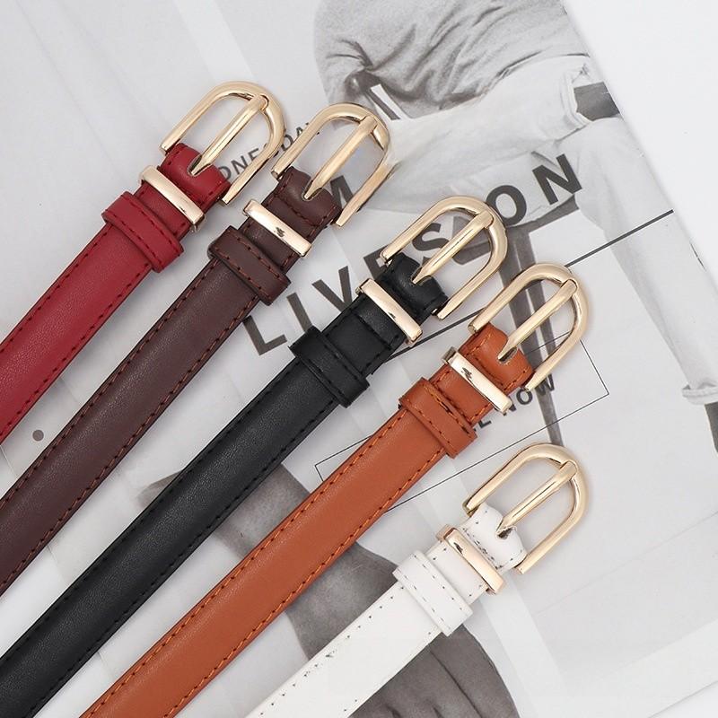 Pu Spring Womens Leather Skinny Belt Metal Pin Buckle Outdoor Leisure Waist Belt