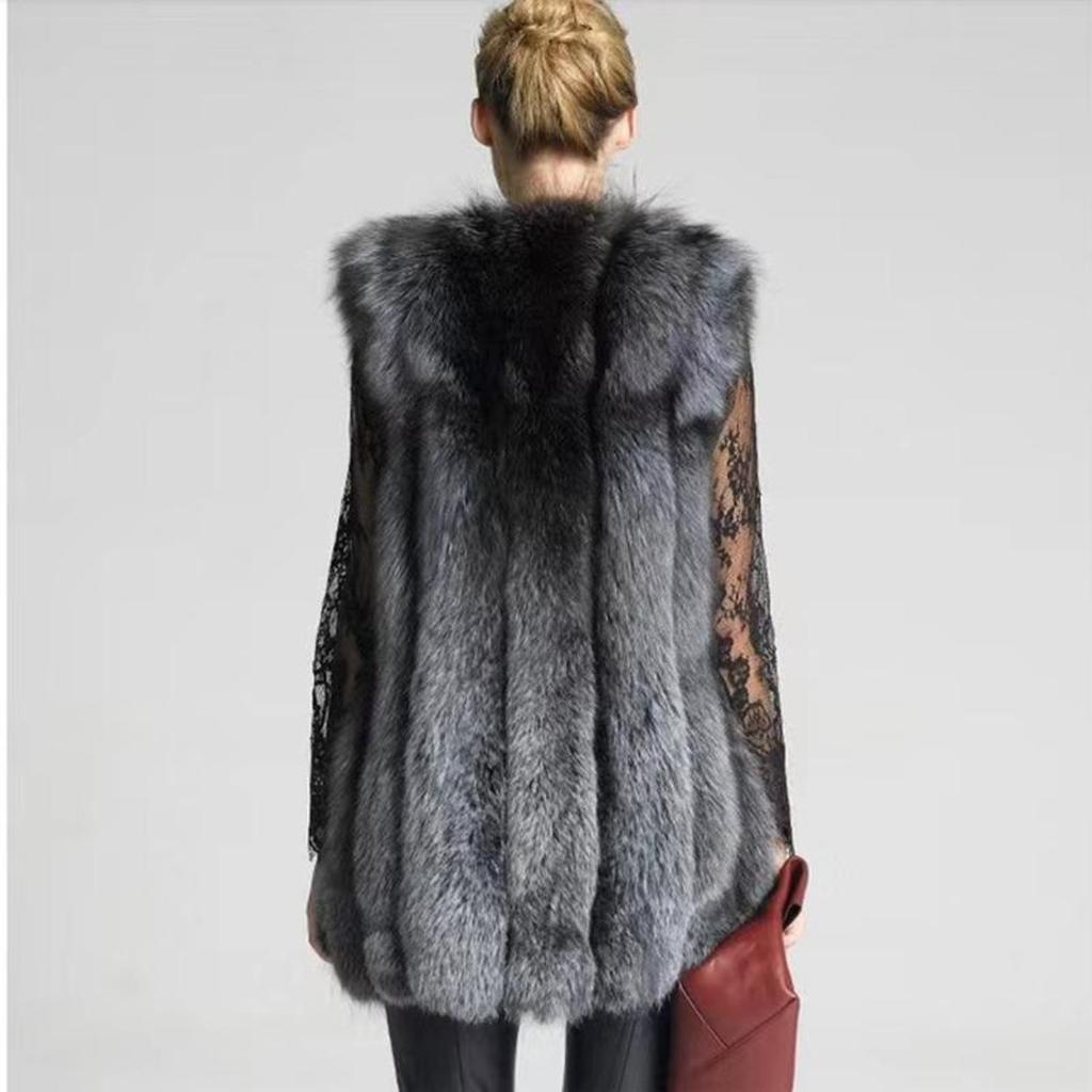 Новое осеннее и зимнее меховое пальто, жилет, женский жилет средней длины в европейском и американском стиле из искусственного лисьего воротника, утолщенный модный женский жилет из искусственной кожи