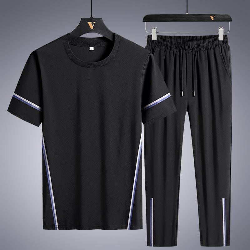 Quick Drying Sports Suit Men's Summer Running Casual Sportswear Plus Fat and Plus Size