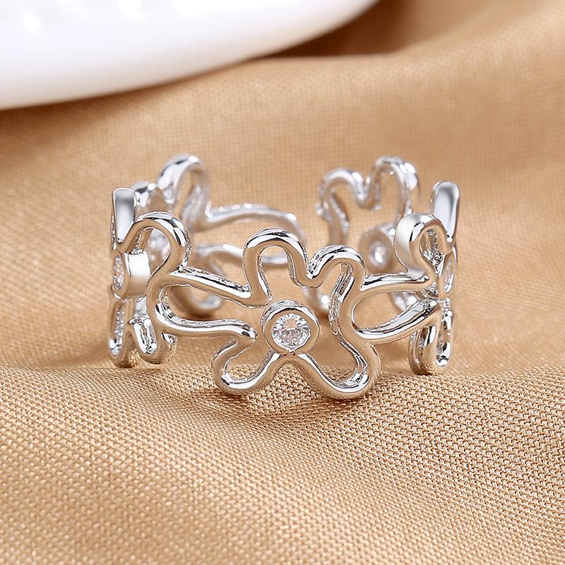 925 Sterling Silver Ring Open Adjustable Silver/Gold for Women Exquisite Student Girlfriend Jewelry Accessories Wedding Party
