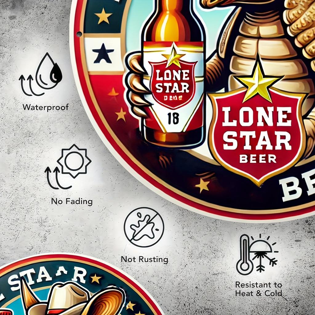 1 шт. Деревянная вывеска для пива Lone Star Armadillo, 8x8 дюймов, винтажное круглое настенное искусство, прочное, устойчивое к атмосферным воздействиям, не выцветает, идеально подходит для декора дома, офиса, бара, кафе
