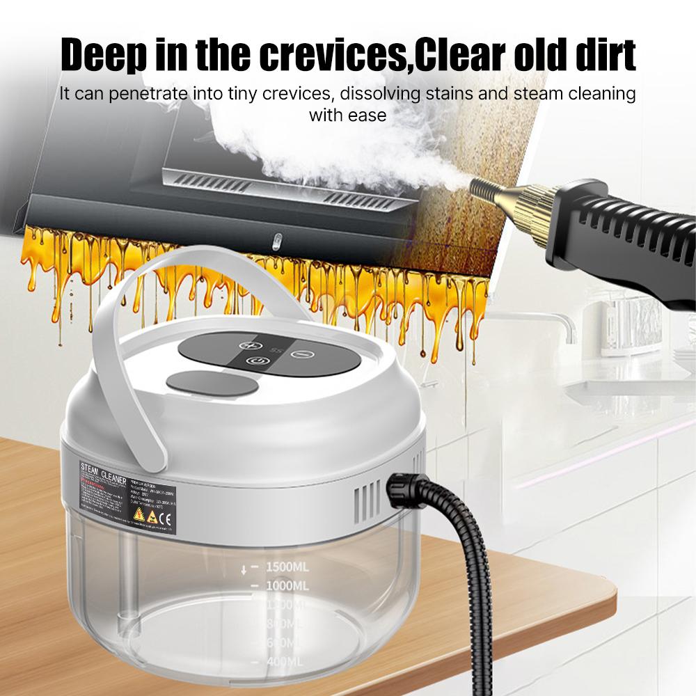 Pressurized Handheld Multi-surface Steam Cleaner with 3 Brushes and Extended Rod for Home Portable