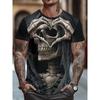 Summer Print 3D Loose Men's Casual Trend Short Sleeved Pattern Skull T-shirt Top