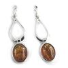 [N1996] - Amber 'Inspiration' Silver Earrings (rhodium-plated) - 37x9 Mm