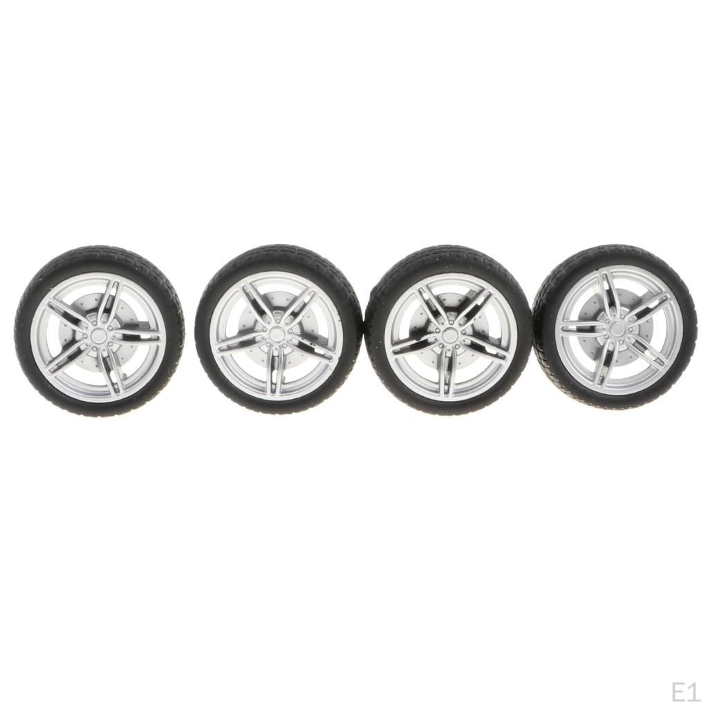 On Rims & Rubber Tires 40mm Hubs For RC Car, Pack of 4