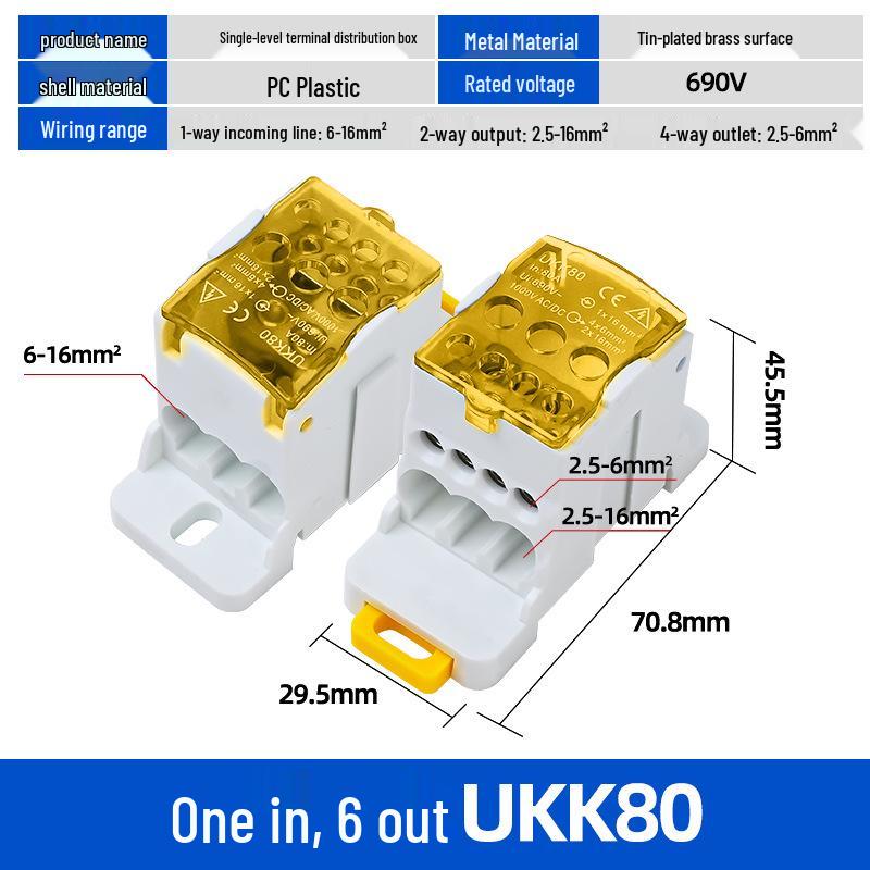UKK High Current Unipolar Rail-Mounted Distribution Terminal Block