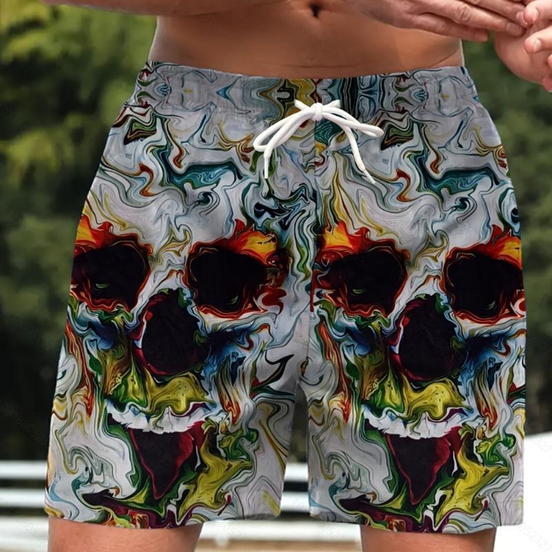 Pattern Beach Pants Men's Quick Drying Five Minute Swimming Pants Men's Hot Spring Double-layer Men's Beach Pants