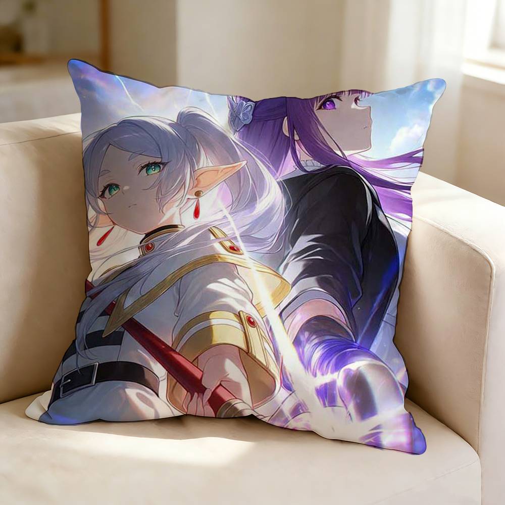 Anime FFrieren BBeyond Journeys End Square DoubleSided printed Pillow Case Bedroom Bedside Pillow Sofa Cushion Cover