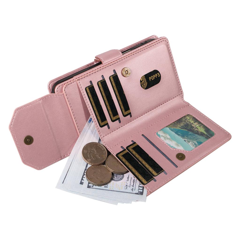 For Samsung Galaxy A35 5G Case with Multi-Card Holder and Strap PU Leather Phone Cover Stand