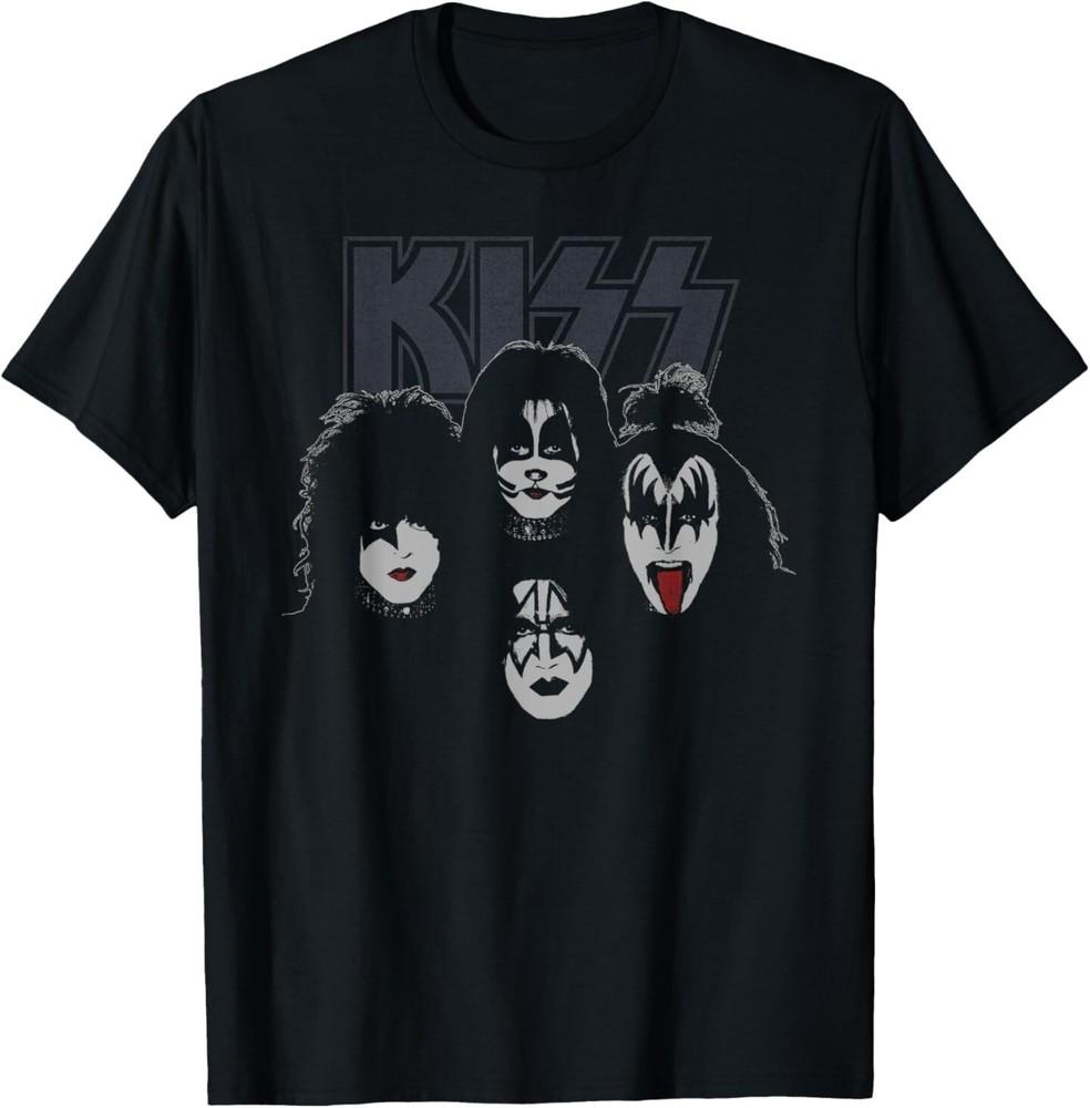 KISS - Fab Four Унисекс Взрослая Черная Футболка с Коротким Рукавом и Круглым Вырезом Классического Кроя