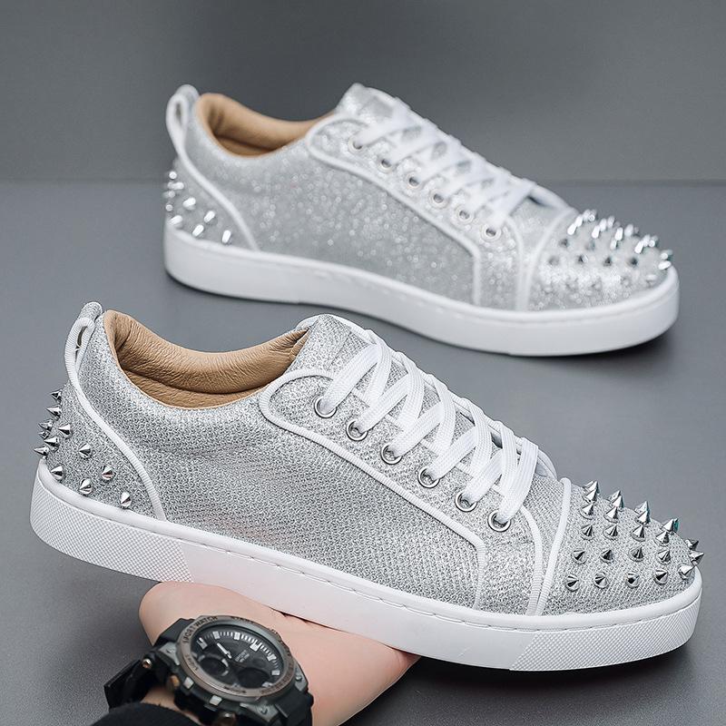 2025 Autumn New Men's Shoes Fashion Casual Shoes Personalized Rivets Trendy Shoes Spirit Guy Men's Board Shoes Youth Single Shoes