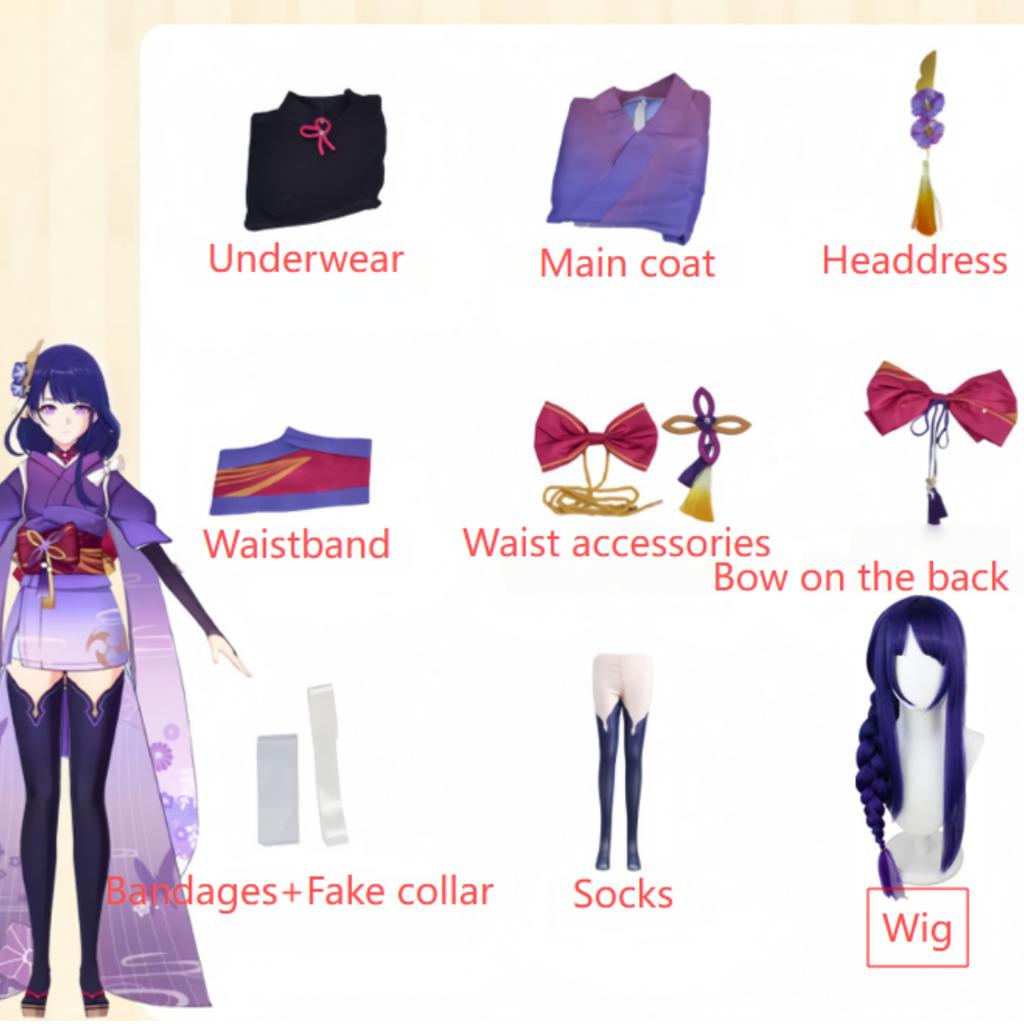 Genshin Impact Кос Костюм Бог Грома Баржен Громовой Генерал Теневой Воин Косплей Игра Анимация Кимоно Женский Тень КОС