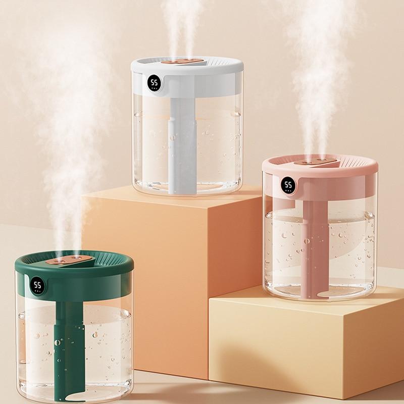 2L Double Nozzle Air Humidifier With LCD Humidity Display Large Capacity Aroma Essential Oil Diffuser For Home Bedroom