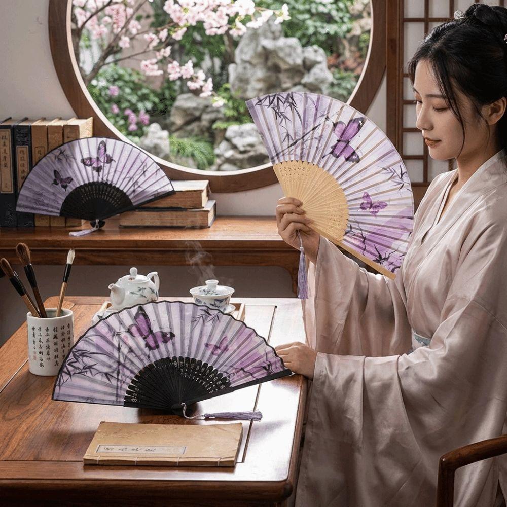 Handmade Retro Bamboo Fan Chinese Style Handheld Fan Portable Decorative Fan Party Props