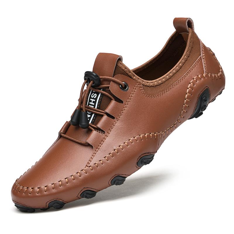 Genuine Leather Casual Men Loafers Comfortable Slip On Moccasins Flats Soft Daily Walking Driving Shoes