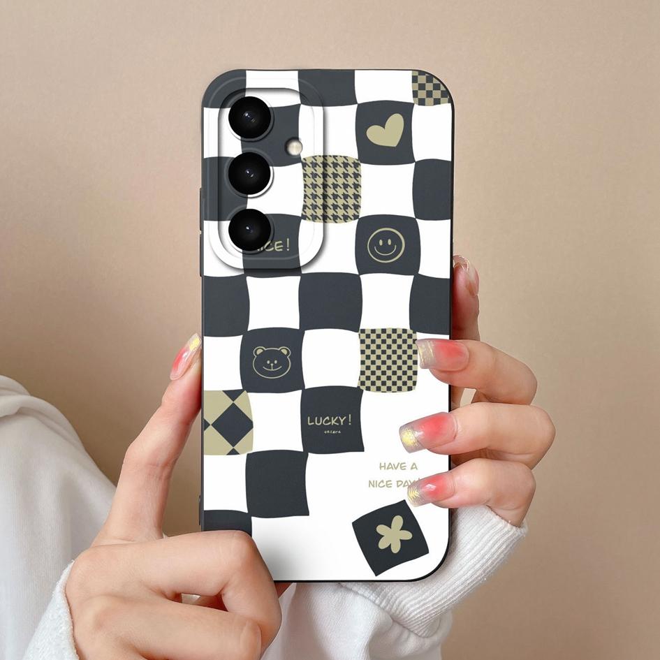 Чехол для телефона Samsung A05 A36 A56 A26 S25 Plus Ultra F14 A05S A16, модный чехол с рисунком в клетку, силиконовый модный эстетический чехол, защита для Samsung