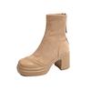 Soft Leather Short Boots Women's 2024 Spring and Autumn New Fashion Early Autumn Maillard Boots High Heel Single Boots Brown Martin Boots